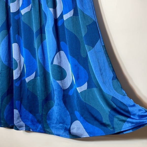 Asos Curve Never Fully Dressed shirred blue skirt abstract print swirl 14US - Picture 7 of 12